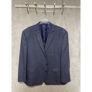 Ralph Lauren Blazer Men 54R Blue Flannel 2B Micro Houndstooth Jacket Coat Luxury
